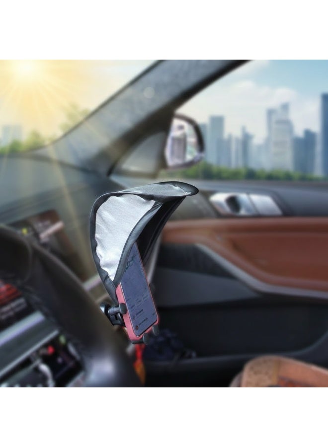 Car mobilephone sunshade, cellphone holder, sun visor, sun protection cover, significantly reduces reflections, improves visibility, foldable smartphone sunshade, prevents phone from overheating (black) 1pc - Image 4